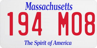 MA license plate 194MO8