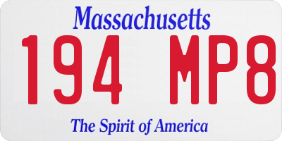 MA license plate 194MP8