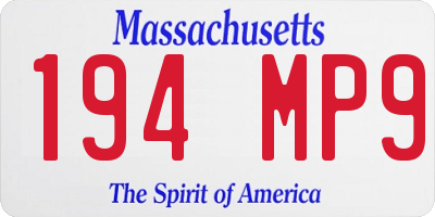 MA license plate 194MP9