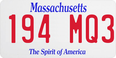 MA license plate 194MQ3