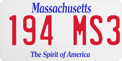 MA license plate 194MS3