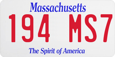 MA license plate 194MS7