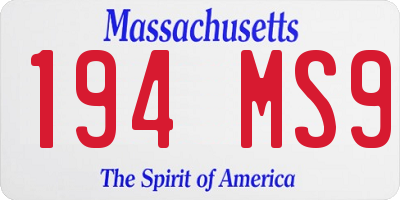 MA license plate 194MS9