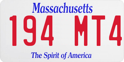 MA license plate 194MT4