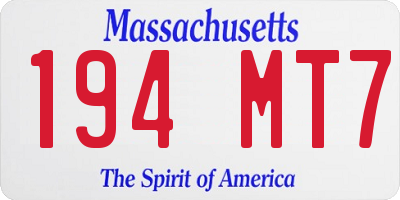 MA license plate 194MT7