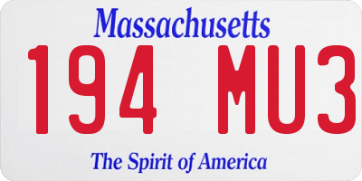 MA license plate 194MU3