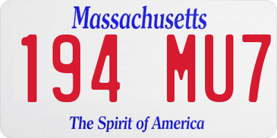 MA license plate 194MU7