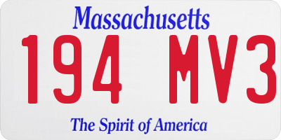 MA license plate 194MV3