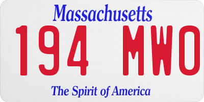 MA license plate 194MW0