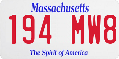 MA license plate 194MW8