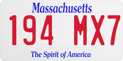 MA license plate 194MX7