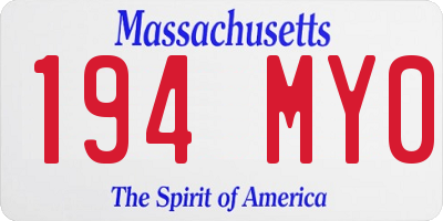 MA license plate 194MY0