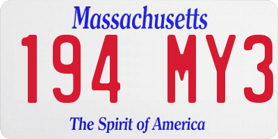 MA license plate 194MY3