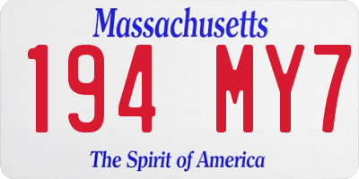 MA license plate 194MY7