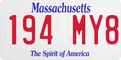 MA license plate 194MY8