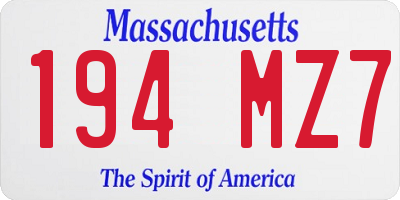 MA license plate 194MZ7