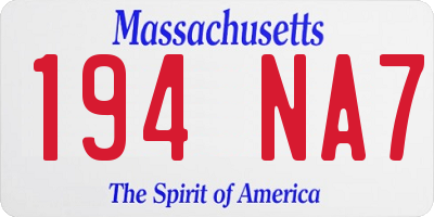 MA license plate 194NA7