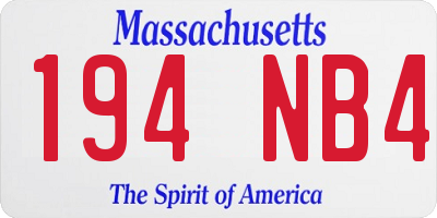 MA license plate 194NB4