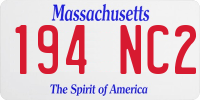 MA license plate 194NC2