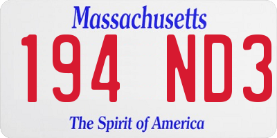 MA license plate 194ND3