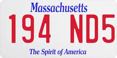MA license plate 194ND5