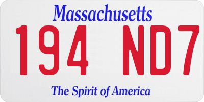 MA license plate 194ND7