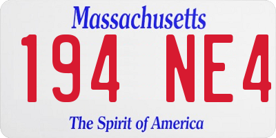MA license plate 194NE4