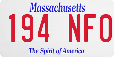 MA license plate 194NF0