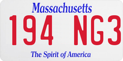 MA license plate 194NG3