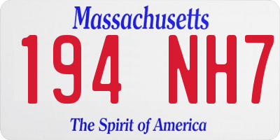 MA license plate 194NH7