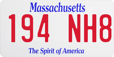 MA license plate 194NH8