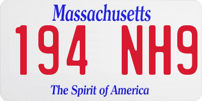 MA license plate 194NH9