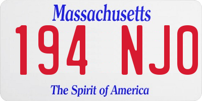 MA license plate 194NJ0