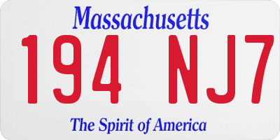 MA license plate 194NJ7