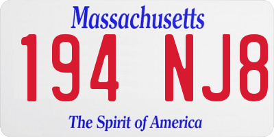 MA license plate 194NJ8