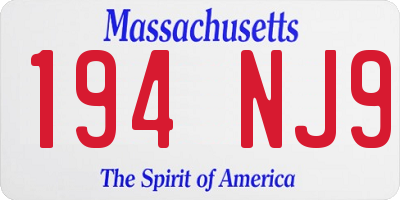 MA license plate 194NJ9