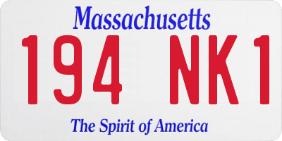 MA license plate 194NK1