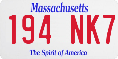 MA license plate 194NK7