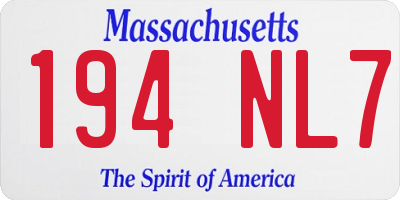 MA license plate 194NL7