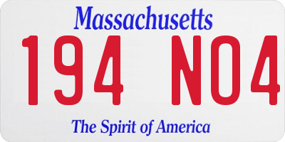 MA license plate 194NO4