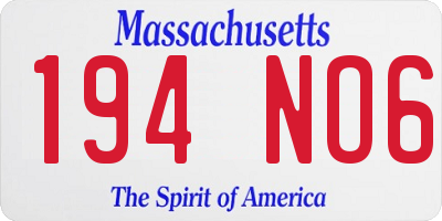 MA license plate 194NO6