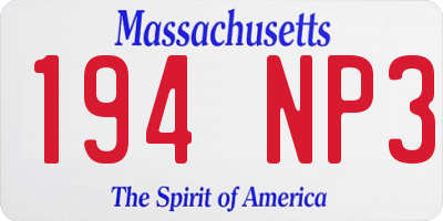 MA license plate 194NP3