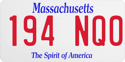 MA license plate 194NQ0