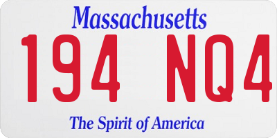 MA license plate 194NQ4