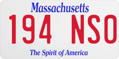MA license plate 194NS0