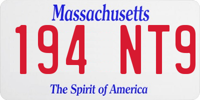 MA license plate 194NT9