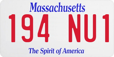 MA license plate 194NU1