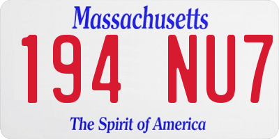 MA license plate 194NU7