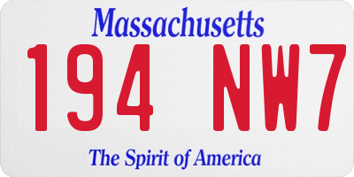 MA license plate 194NW7