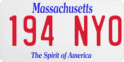 MA license plate 194NY0